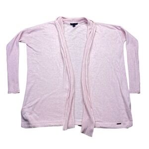 Tommy Hilfiger Pink Knit Cardigan Open Front Lightweight Long Sleeve S/P Boho‎
